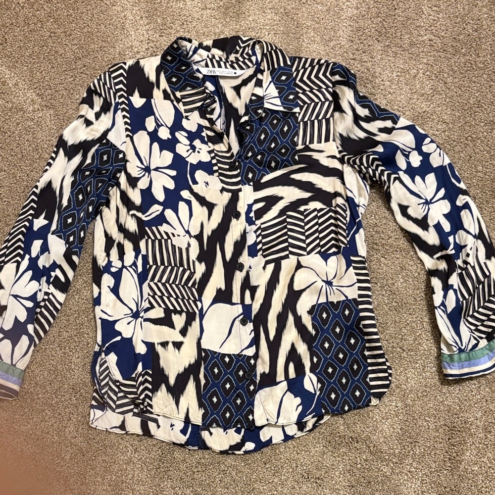 Floral and Geometric Patterned Blouse/pants